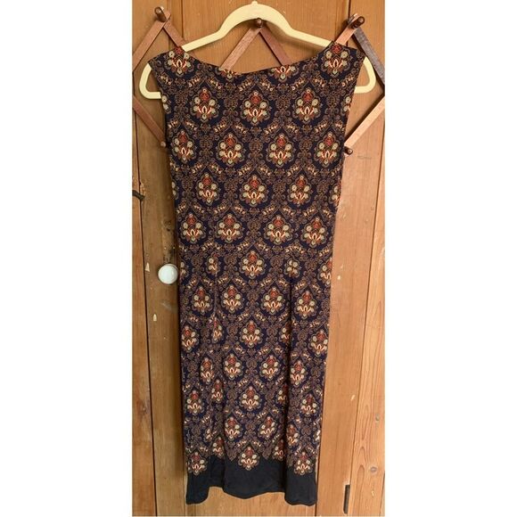 Tory Burch damask print sleeveless navy midi dress NWT - Picture 2 of 9